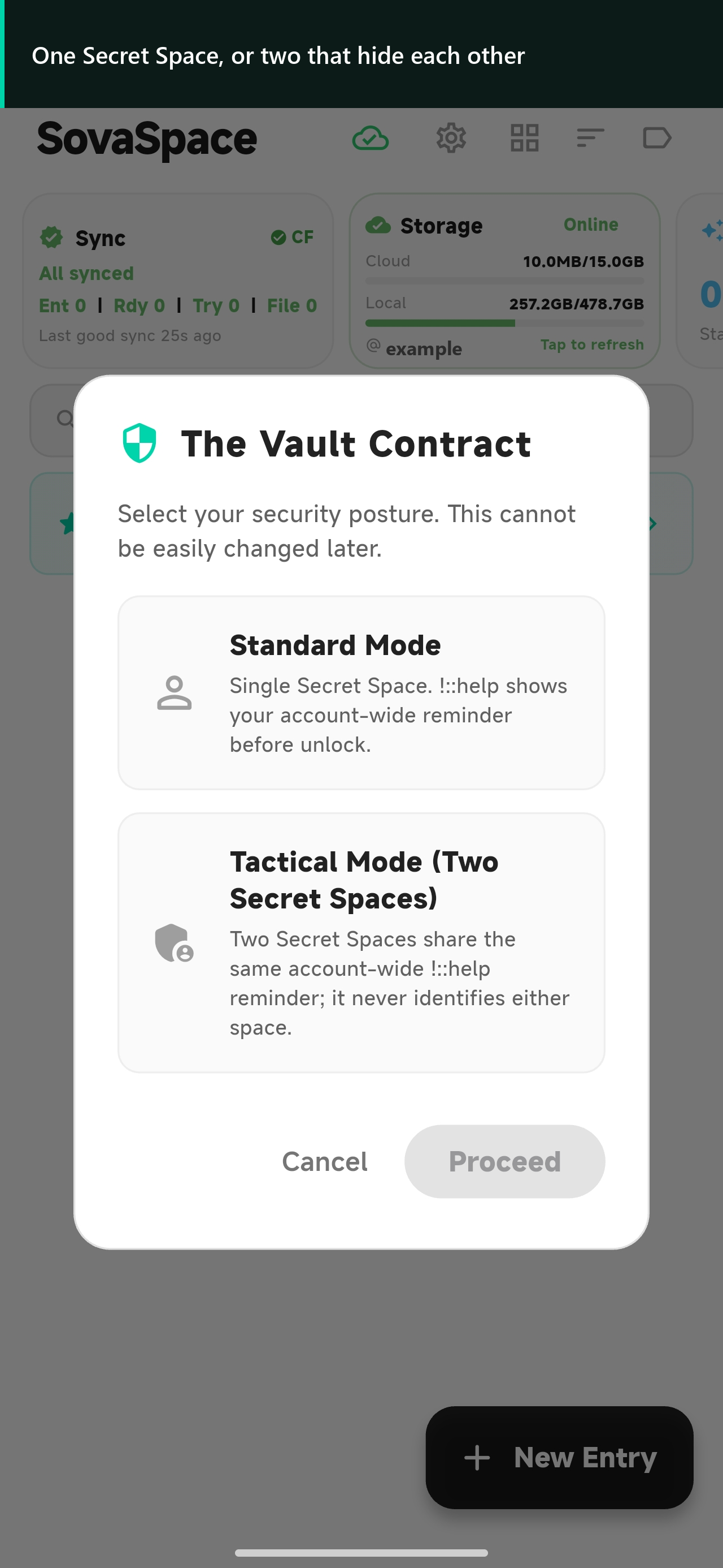 The SovaSpace Vault Contract offering one Secret Space or two independent Secret Spaces.